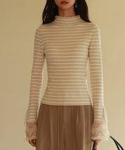 レース袖口プチハイネックニットsdpxyf6302-103-14