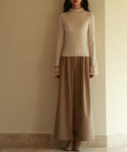 レース袖口プチハイネックニットsdpxyf6302 ベージュ