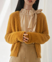 柔らかいシャギーニットカーディガンsdpxyf6310 キャメル