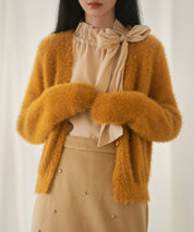 柔らかいシャギーニットカーディガンsdpxyf6310 キャメル