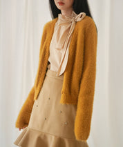 柔らかいシャギーニットカーディガンsdpxyf6310 キャメル