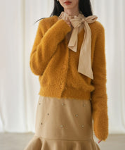 柔らかいシャギーニットカーディガンsdpxyf6310 キャメル