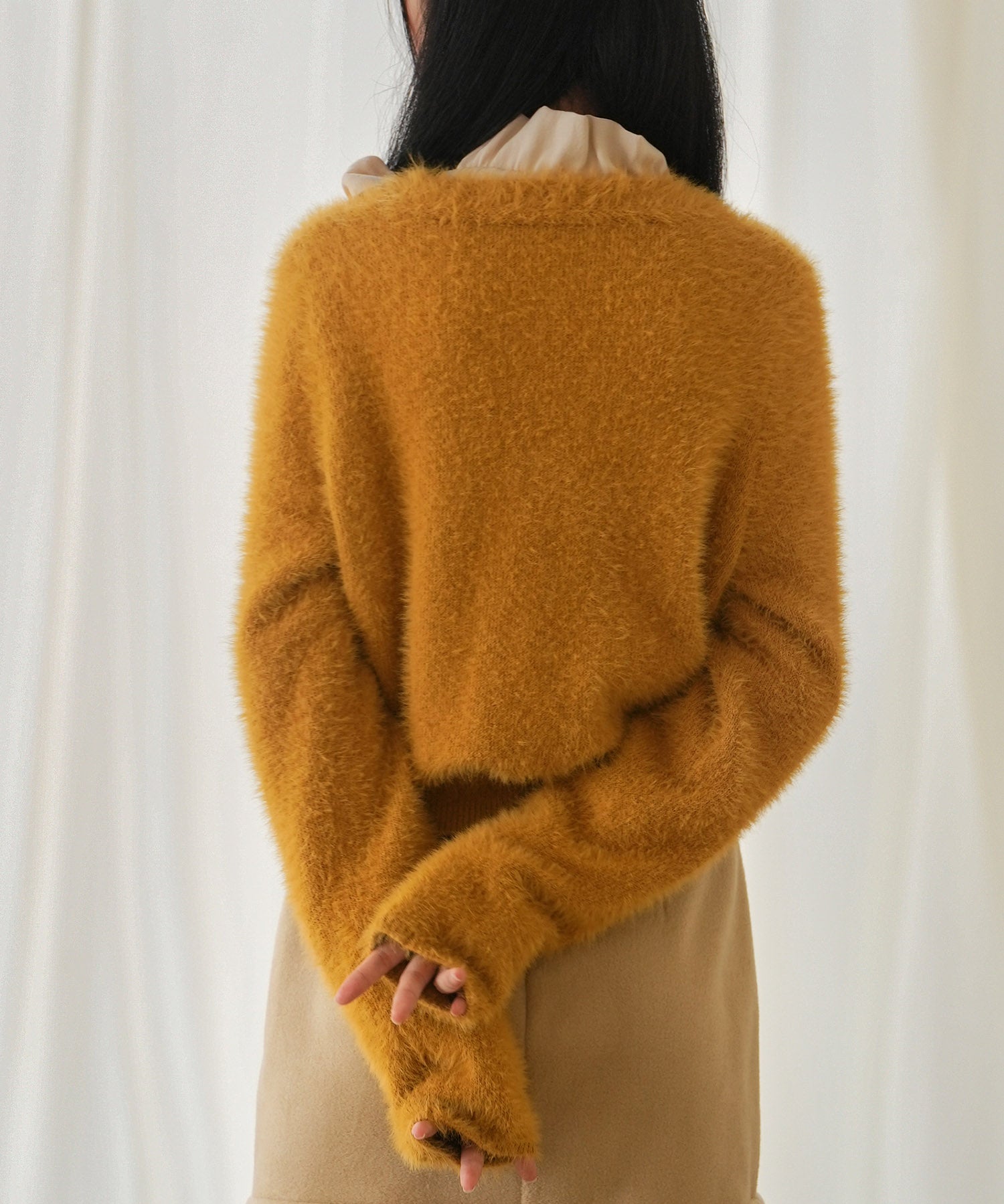 柔らかいシャギーニットカーディガンsdpxyf6310 キャメル