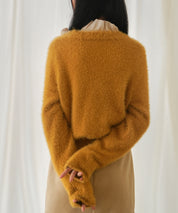 柔らかいシャギーニットカーディガンsdpxyf6310 キャメル