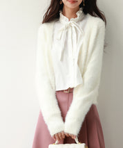 柔らかいシャギーニットカーディガンsdpxyf6310 ホワイト