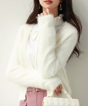 柔らかいシャギーニットカーディガンsdpxyf6310 ホワイト