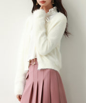 柔らかいシャギーニットカーディガンsdpxyf6310 ホワイト