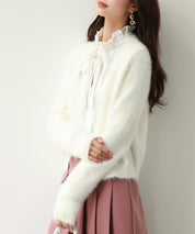 柔らかいシャギーニットカーディガンsdpxyf6310 ホワイト