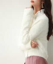 柔らかいシャギーニットカーディガンsdpxyf6310 ホワイト