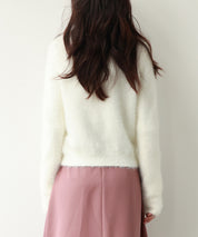 柔らかいシャギーニットカーディガンsdpxyf6310 ホワイト