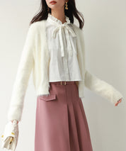 柔らかいシャギーニットカーディガンsdpxyf6310 ホワイト