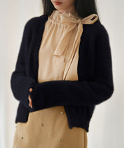 柔らかいシャギーニットカーディガンsdpxyf6310 ブラック