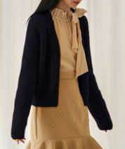 柔らかいシャギーニットカーディガンsdpxyf6310 ブラック