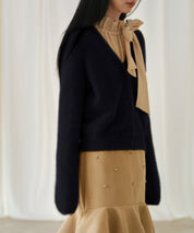 柔らかいシャギーニットカーディガンsdpxyf6310 ブラック