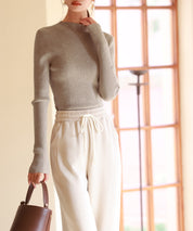 ランダムリブリブ編みニットプルオーバーsdpxyf6313 ベージュ