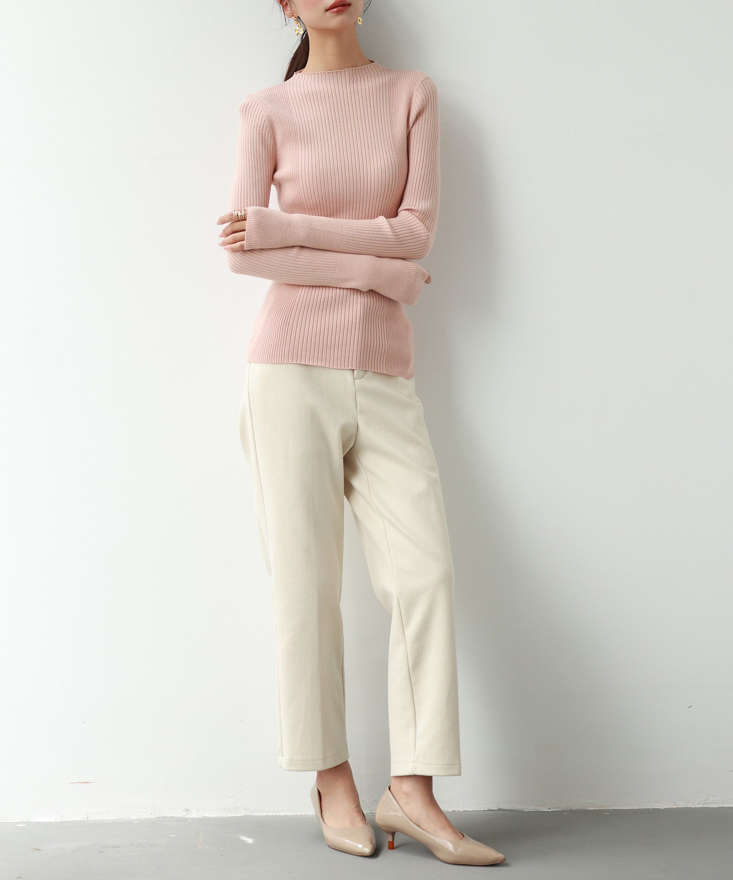 ランダムリブリブ編みニットプルオーバーsdpxyf6313 ピンク