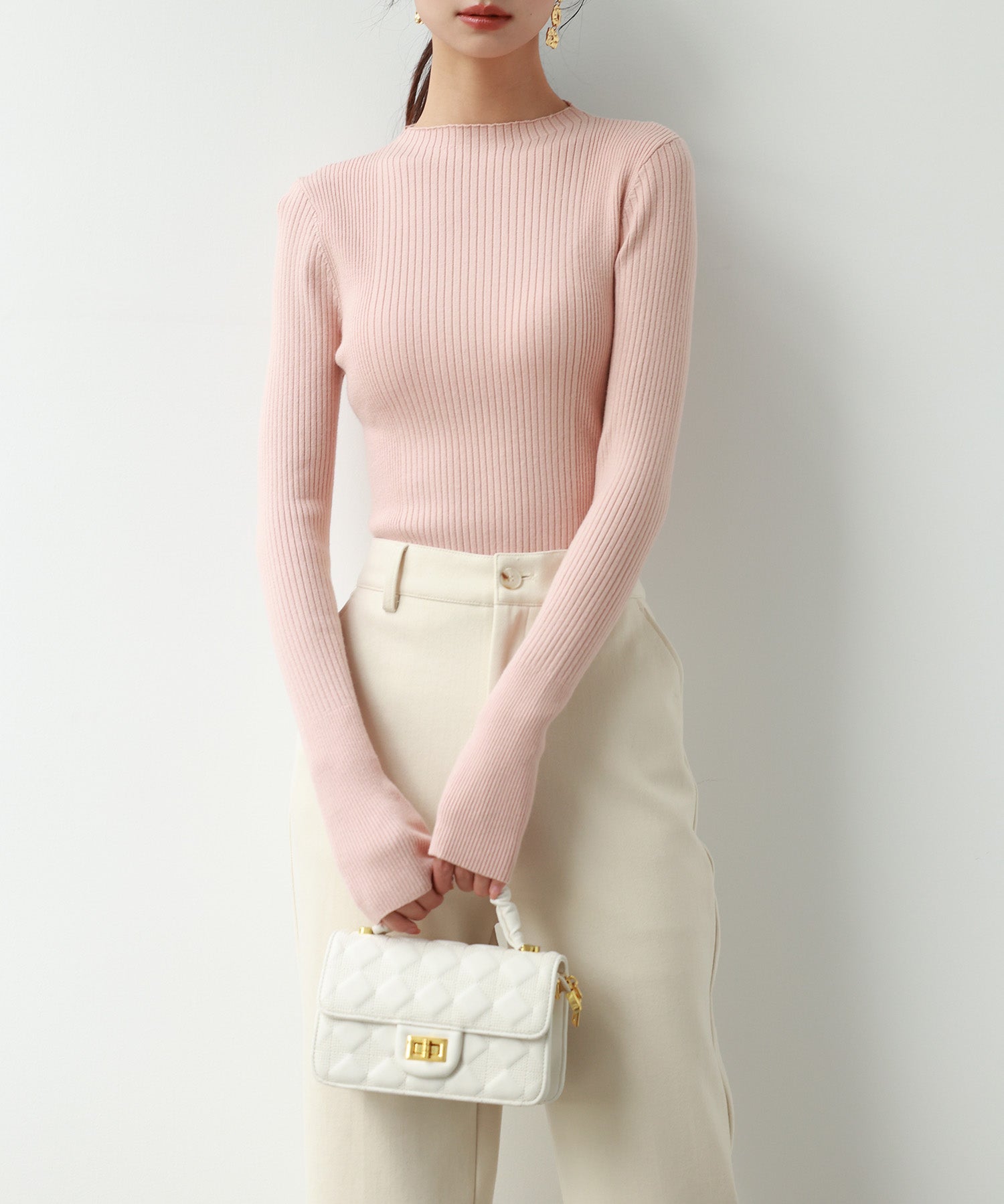 ランダムリブリブ編みニットプルオーバーsdpxyf6313 ピンク