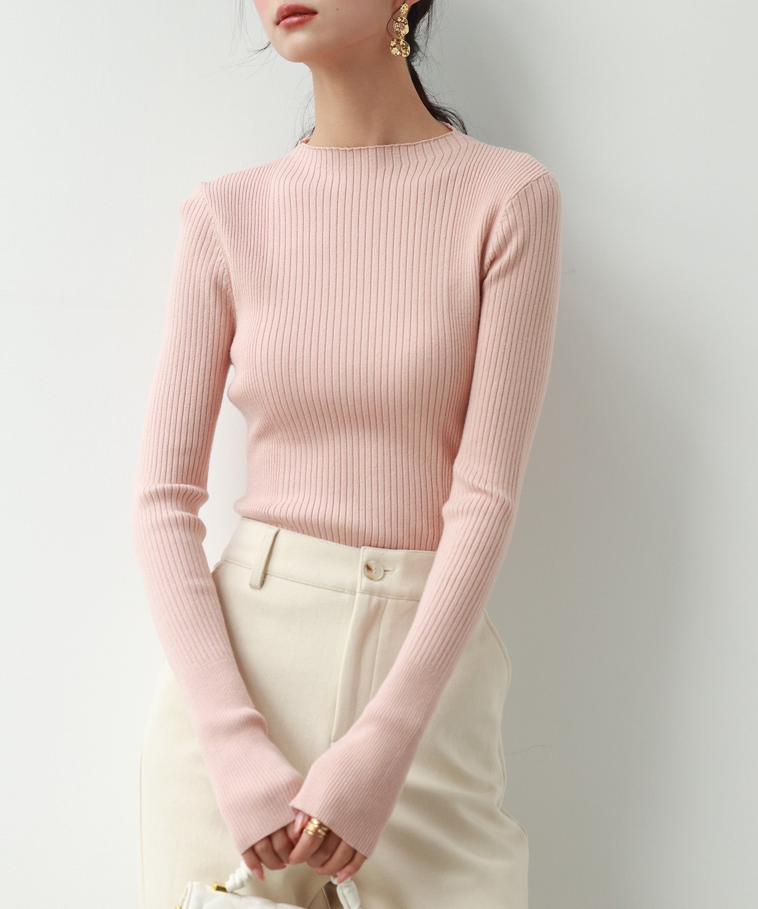 ランダムリブリブ編みニットプルオーバーsdpxyf6313 ピンク