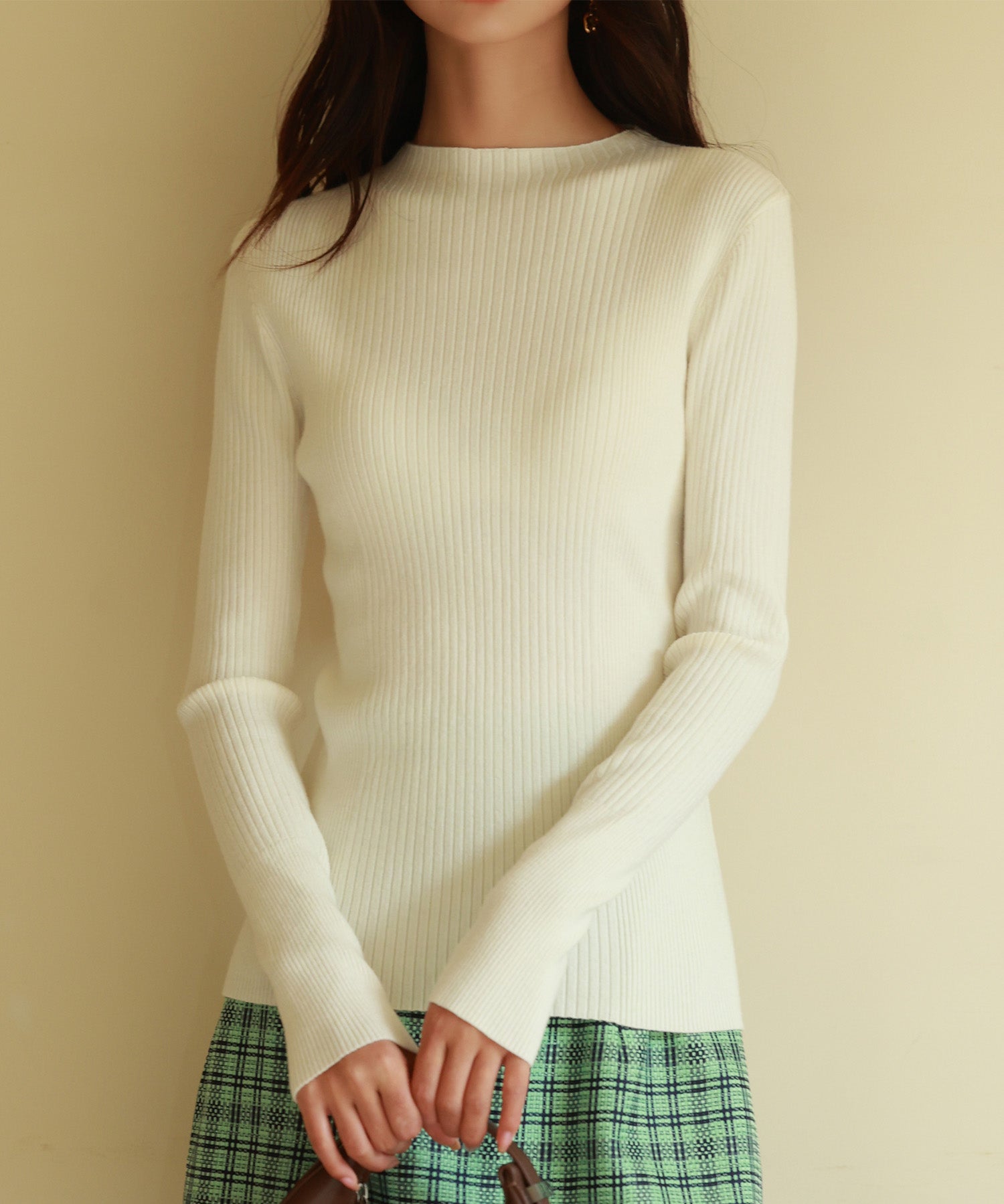 ランダムリブリブ編みニットプルオーバーsdpxyf6313 アイボリー