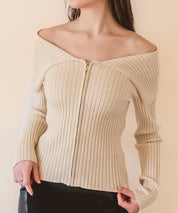 2wayジップニットプルオーバーsdpxyf6317 ベージュ