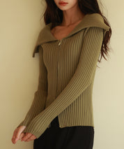 2wayジップニットプルオーバーsdpxyf6317 カーキ