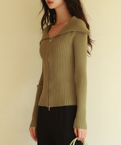 2wayジップニットプルオーバーsdpxyf6317 カーキ