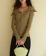 2wayジップニットプルオーバーsdpxyf6317 カーキ