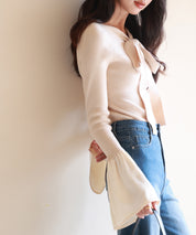 フレア袖ニットプルオーバsdpxyf6318 ベージュ