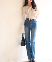 フレア袖ニットプルオーバsdpxyf6318 ベージュ