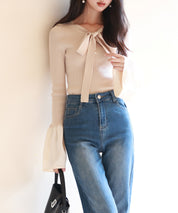 フレア袖ニットプルオーバsdpxyf6318 ベージュ