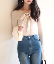 フレア袖ニットプルオーバsdpxyf6318 ベージュ