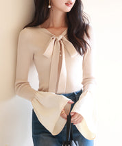 フレア袖ニットプルオーバsdpxyf6318 ベージュ