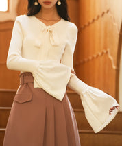 フレア袖ニットプルオーバsdpxyf6318 アイボリー