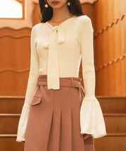 フレア袖ニットプルオーバsdpxyf6318 アイボリー