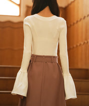 フレア袖ニットプルオーバsdpxyf6318 アイボリー