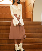 フレア袖ニットプルオーバsdpxyf6318 アイボリー