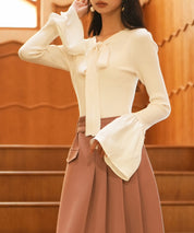 フレア袖ニットプルオーバsdpxyf6318 アイボリー