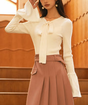 フレア袖ニットプルオーバsdpxyf6318 アイボリー