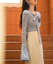 フレア袖ニットプルオーバsdpxyf6318 ブルーグレー