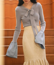 フレア袖ニットプルオーバsdpxyf6318 ブルーグレー