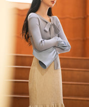 フレア袖ニットプルオーバsdpxyf6318 ブルーグレー