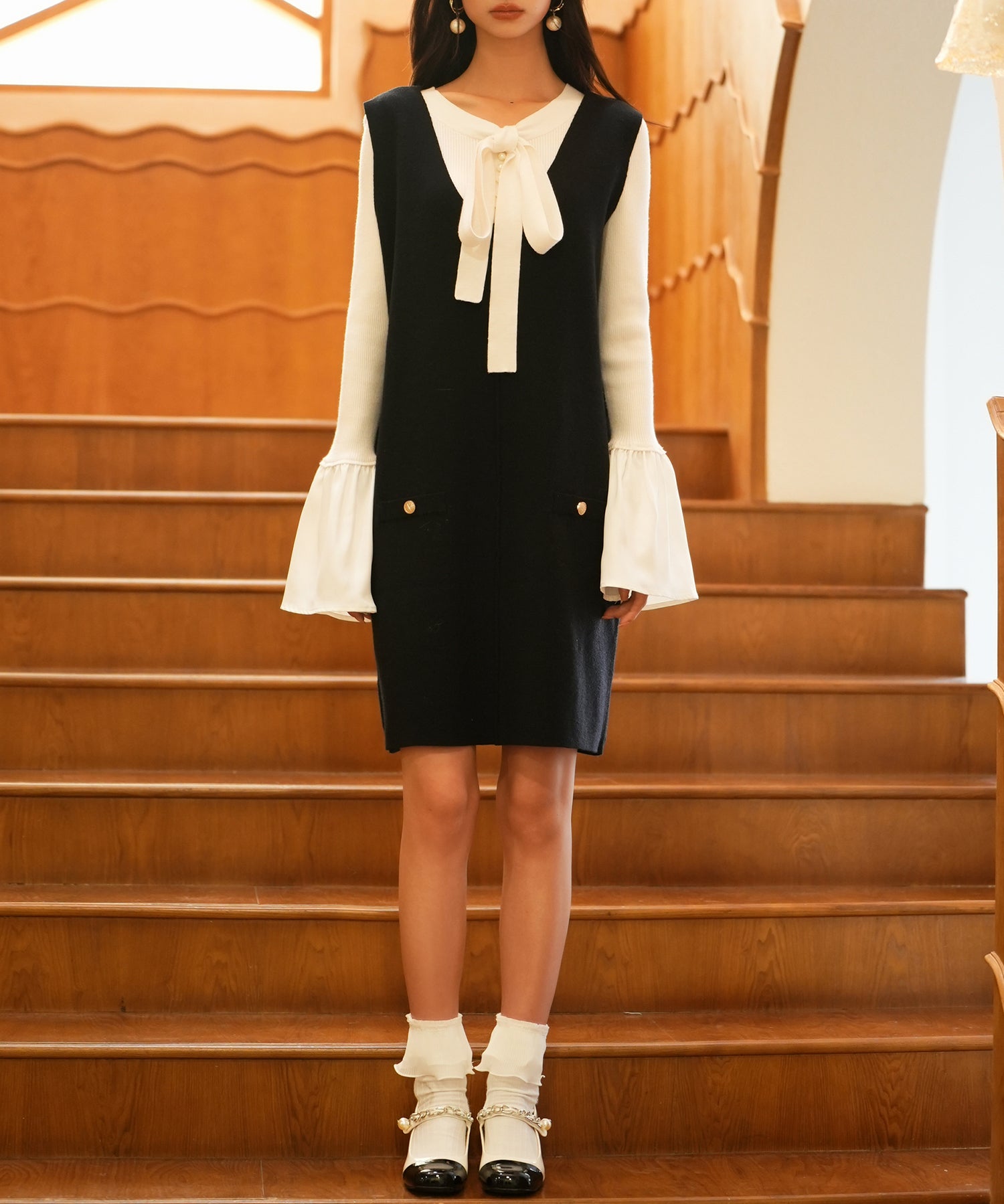 ノースリーブニットワンピースsdpxyf6320 ブラック