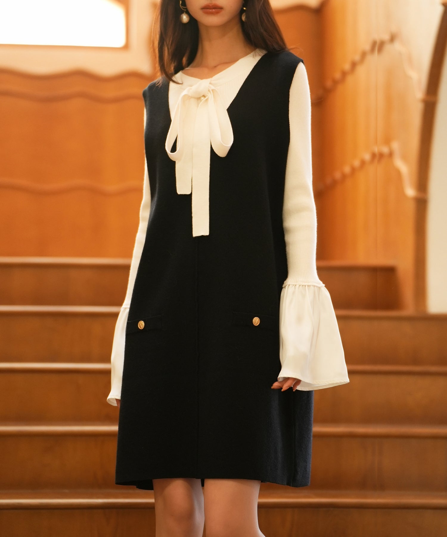 ノースリーブニットワンピースsdpxyf6320 ブラック