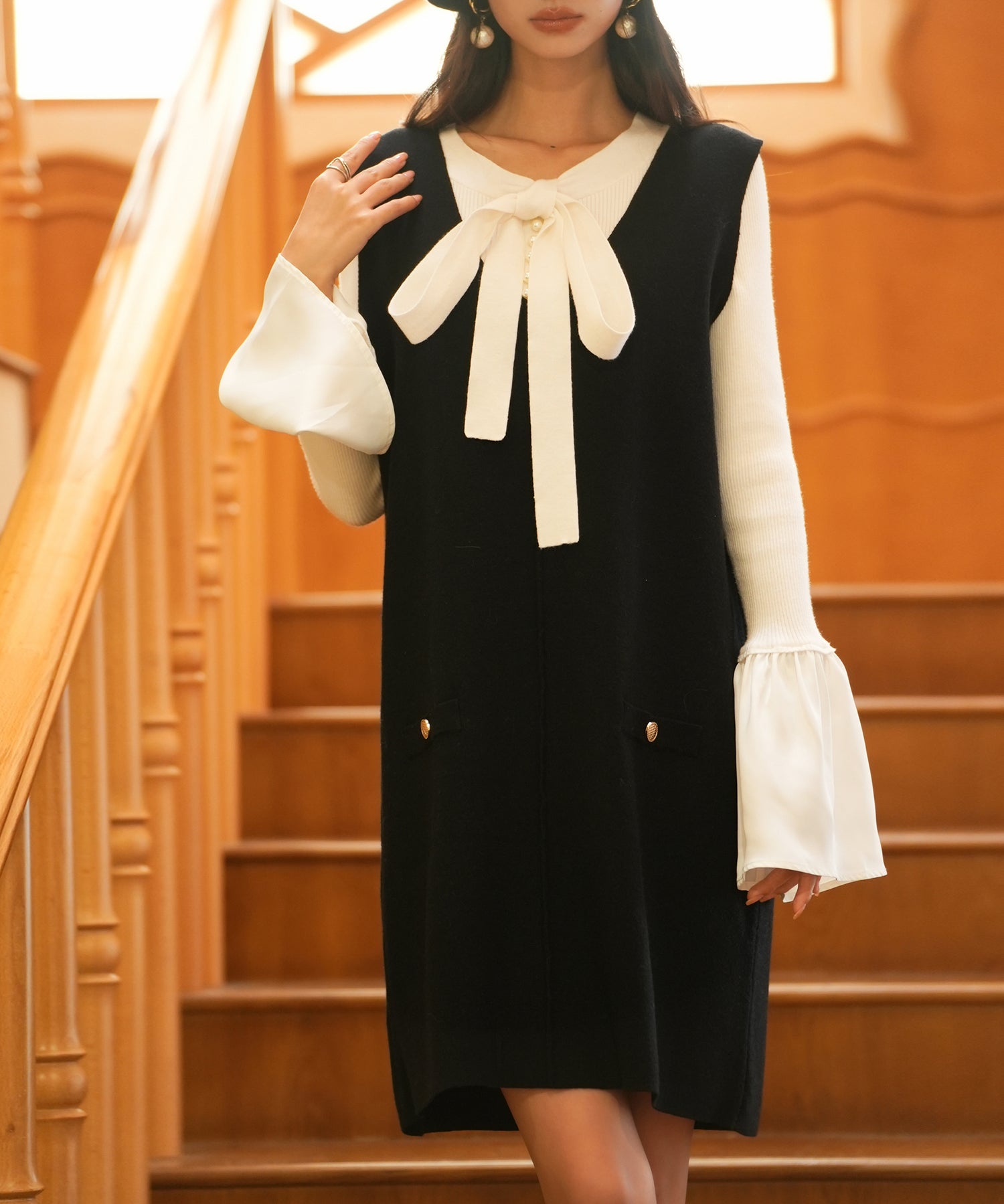 ノースリーブニットワンピースsdpxyf6320 ブラック