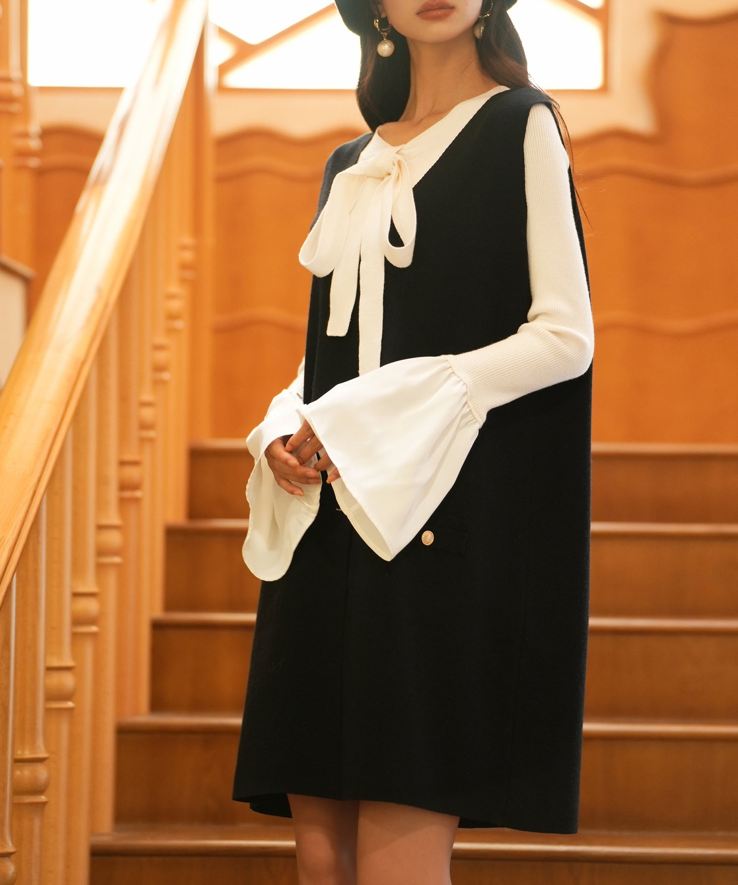 ノースリーブニットワンピースsdpxyf6320 ブラック