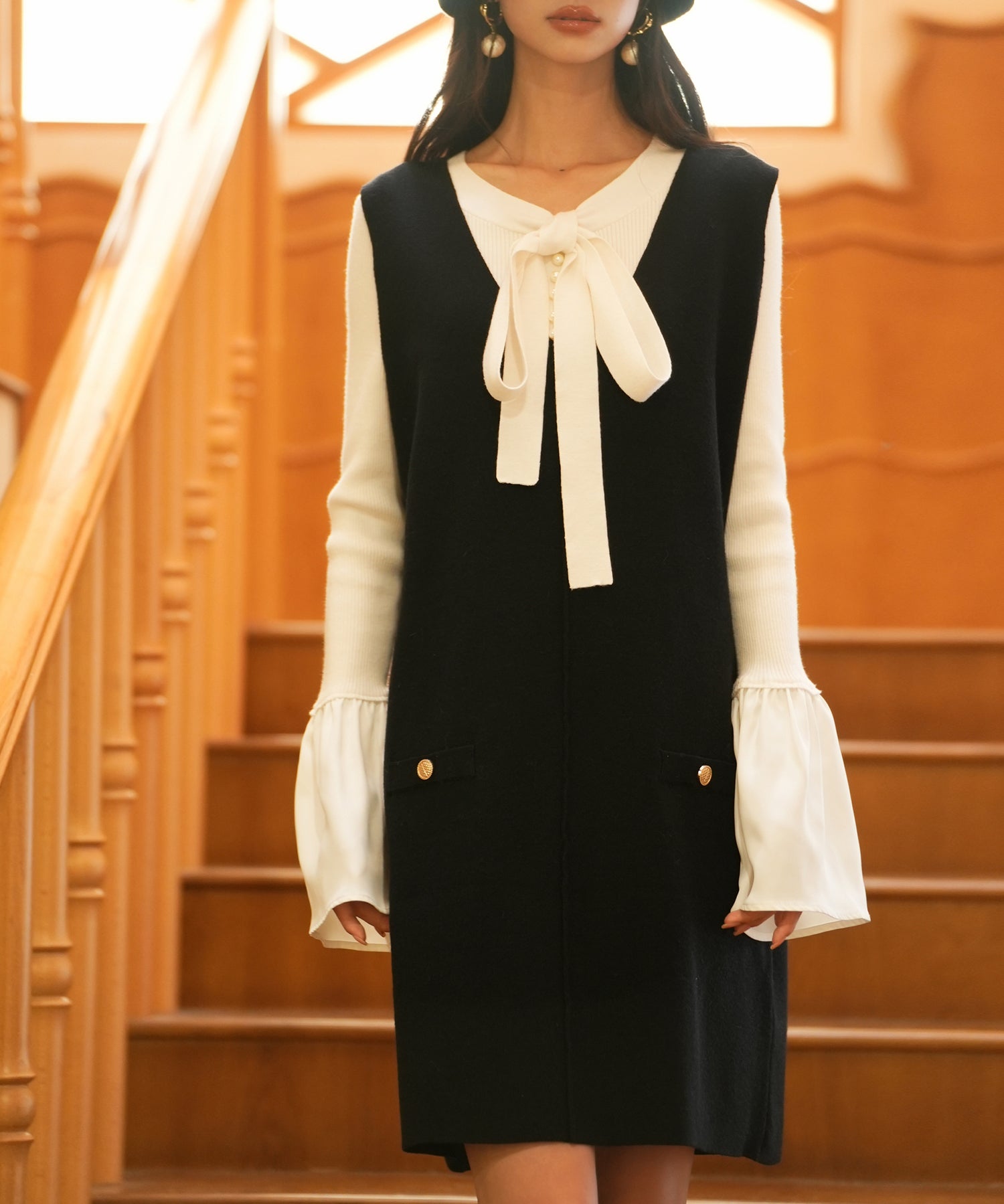 ノースリーブニットワンピースsdpxyf6320 ブラック