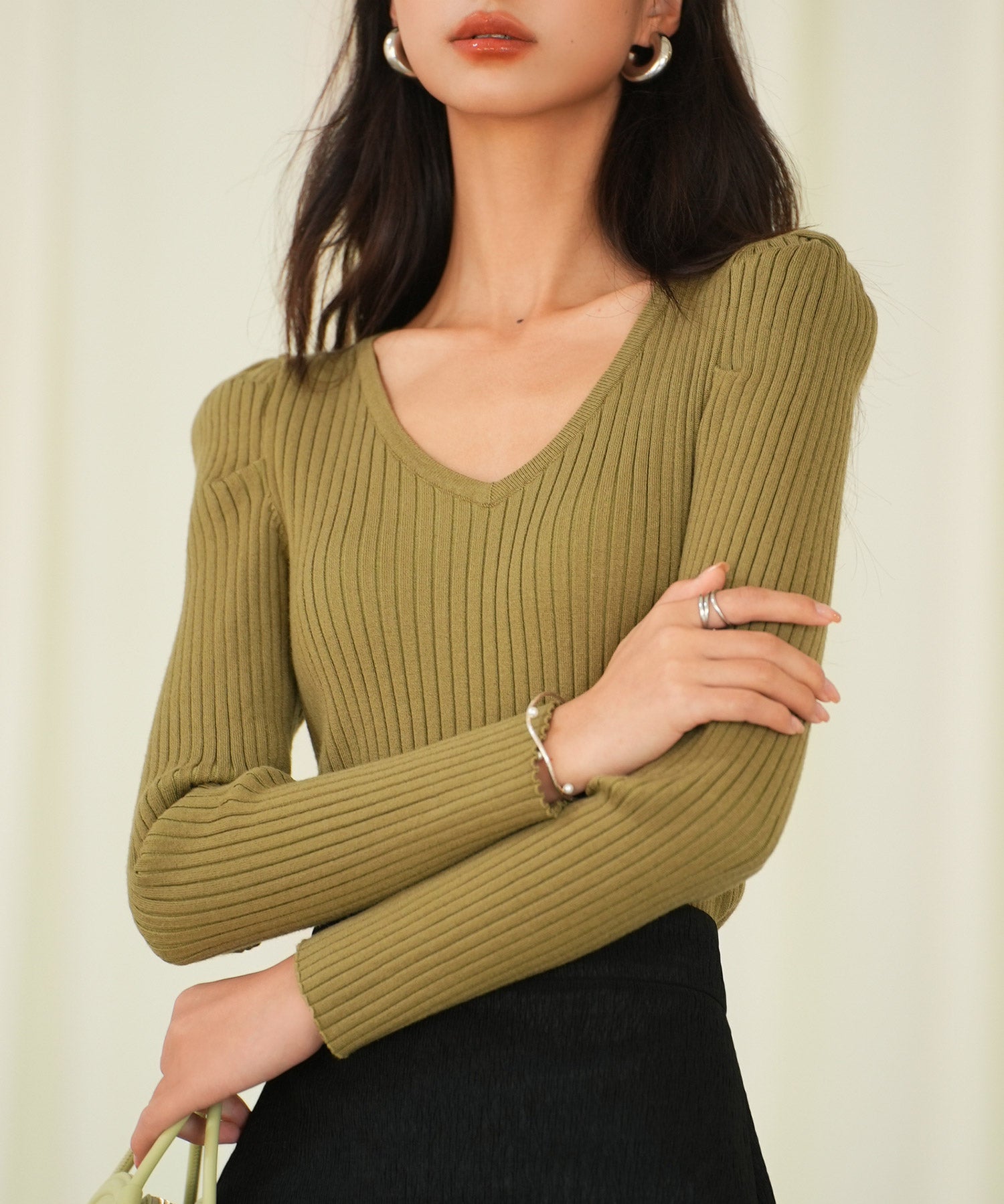 タックスリーブリブニットプルオーバーsdpxyf6321-102-22