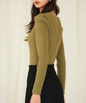 タックスリーブリブニットプルオーバーsdpxyf6321 カーキ