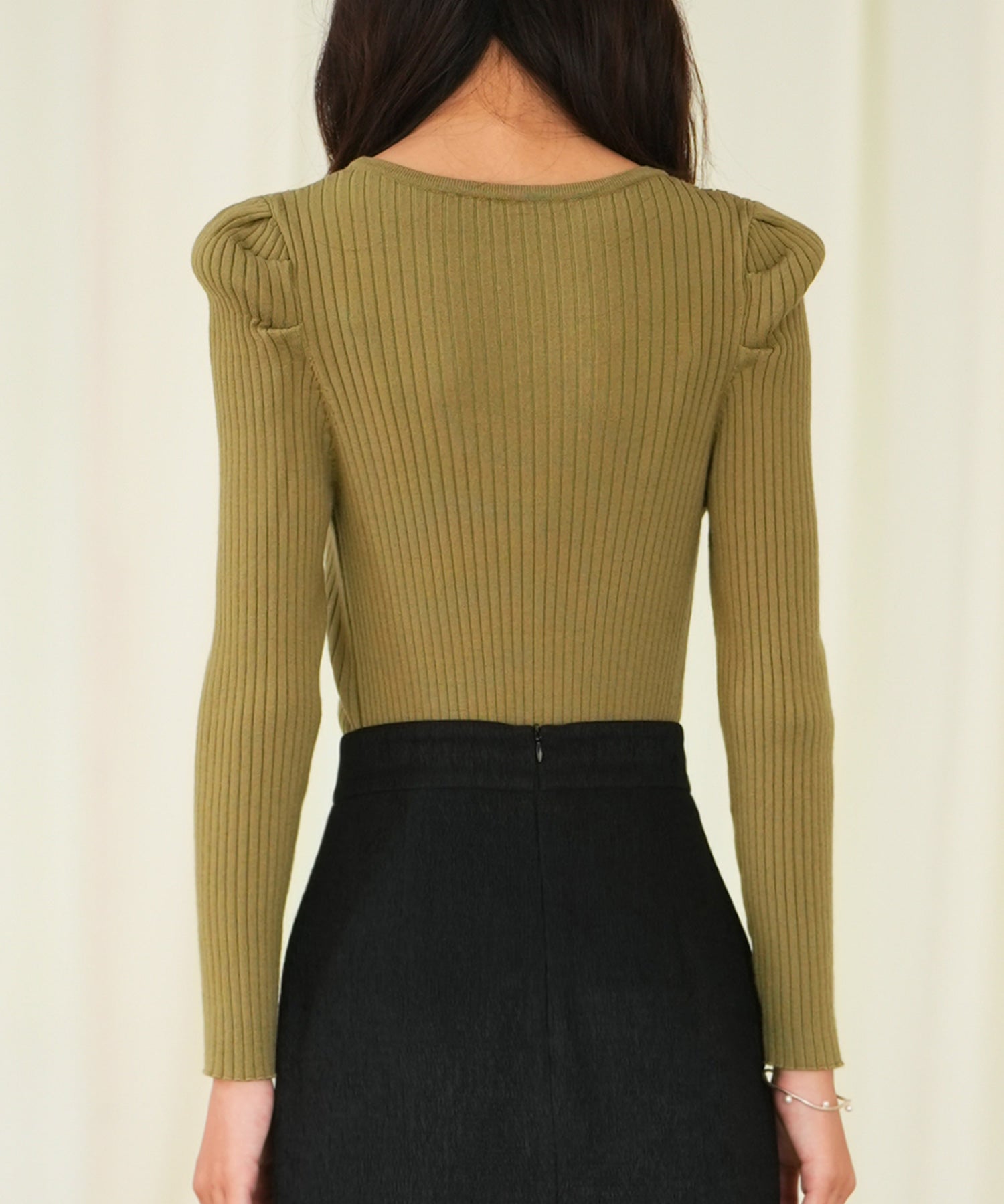 タックスリーブリブニットプルオーバーsdpxyf6321 カーキ