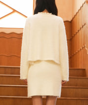 シャギークルーネックニットカーディガンsdpxyf6330 ホワイト